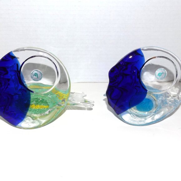 Pair of PartyLite Vintage Art Glass Tropical Fish Tealight Candle Holders - Picture 6 of 8